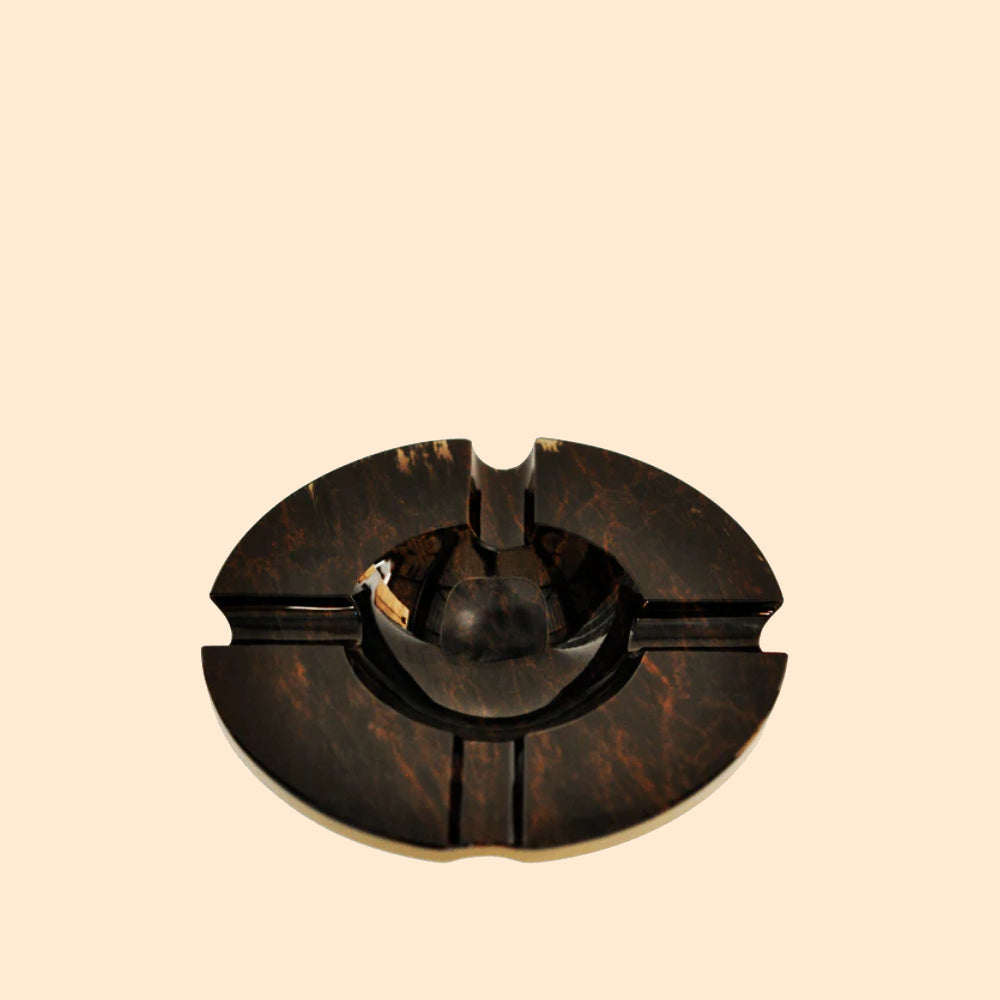 ELIE BLEU BROWN OBSEDIAN ASHTRAY 4 CIGARS